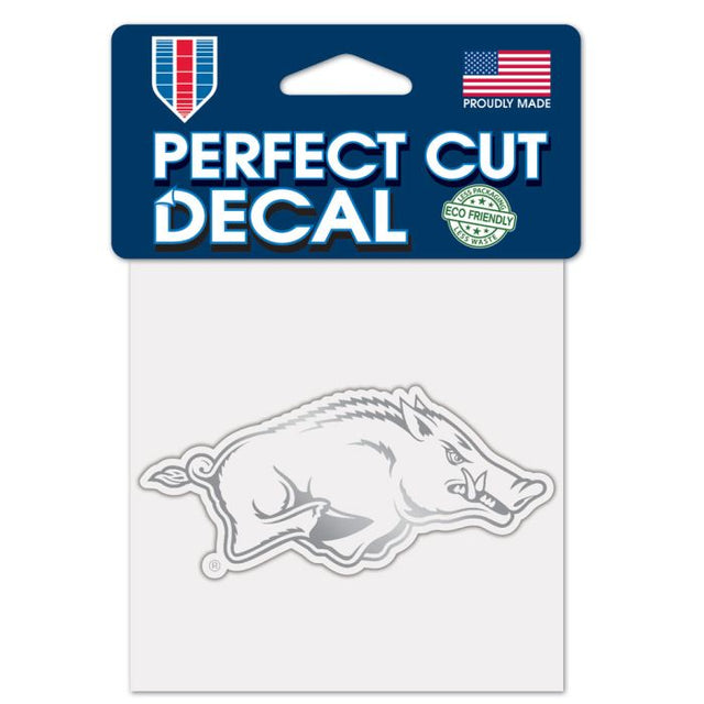 Arkansas Razorbacks SILVER Decal Metallic 4" x 4"