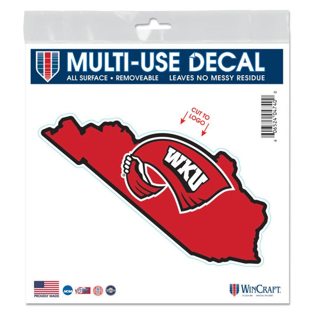 Western Kentucky Hilltoppers STATE SHAPE All Surface Decal 6" x 6"