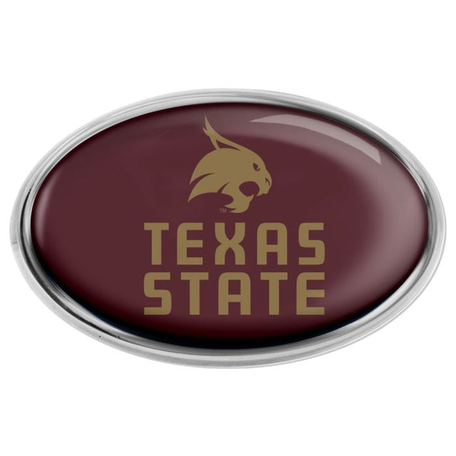 Emblema de metal cromado abovedado de los Texas State Bobcats