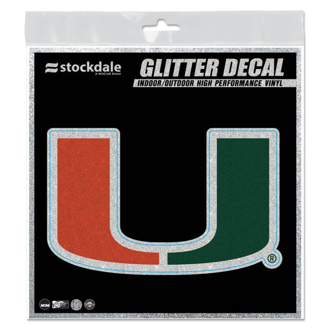 Miami Hurricanes Decal Glitter 6" x 6"