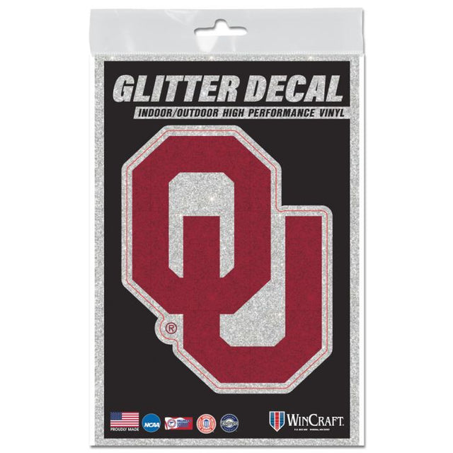 Calcomanía con purpurina de los Oklahoma Sooners de 3" x 5"