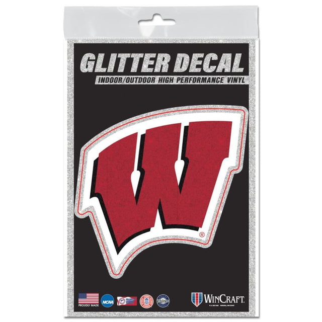 Wisconsin Badgers Decal Glitter 3" x 5"