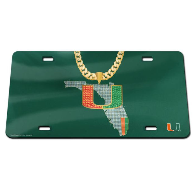 Placa de matrícula acrílica especial TURNOVER CHAIN de los Miami Hurricanes