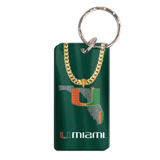 Llavero rectangular con cadena de rotación de los Miami Hurricanes