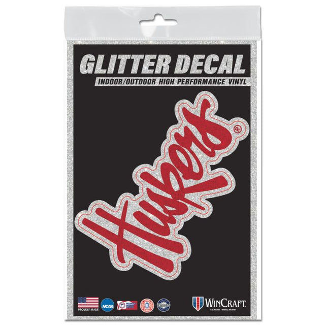 Nebraska Cornhuskers Decal Glitter 3" x 5"