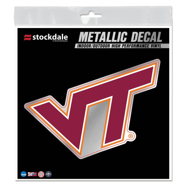 Calcomanía metálica de Virginia Tech Hokies de 6" x 6"