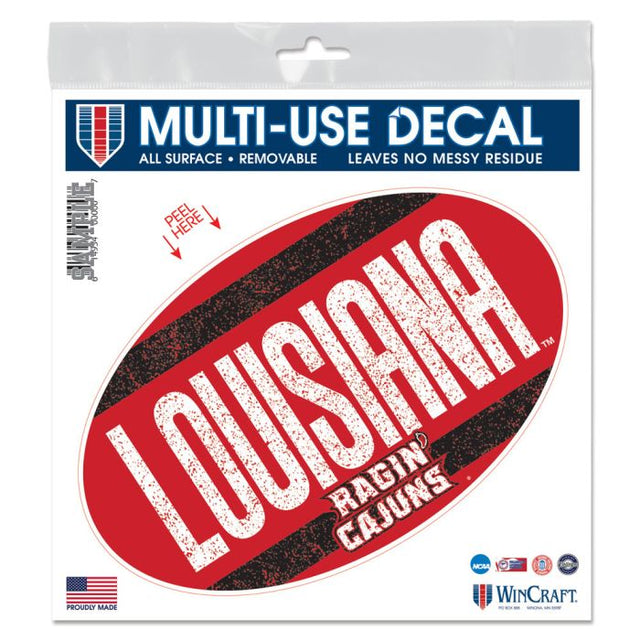 Louisiana - Calcomanía para todas las superficies de Lafayette Ragin Cajuns de 6" x 6"