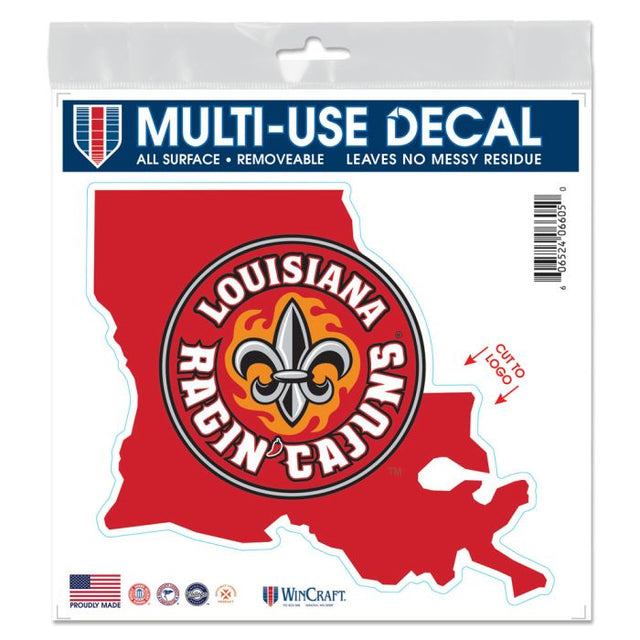 Louisiana - Calcomanía para todas las superficies de Lafayette Ragin Cajuns de 6" x 6"