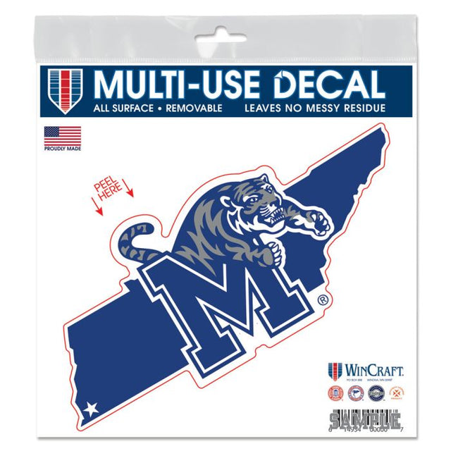 Memphis Tigers STATE SHAPE All Surface Decal 6" x 6"