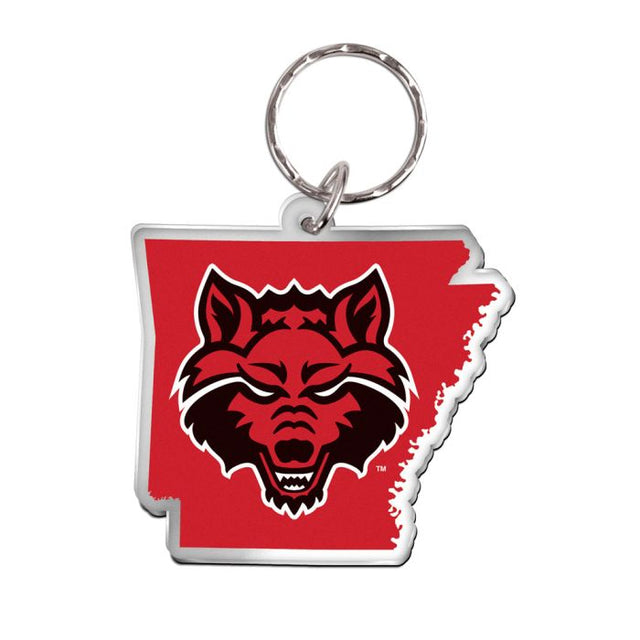 Arkansas State Red Wolves STATE SHAPE Keychain Freeform