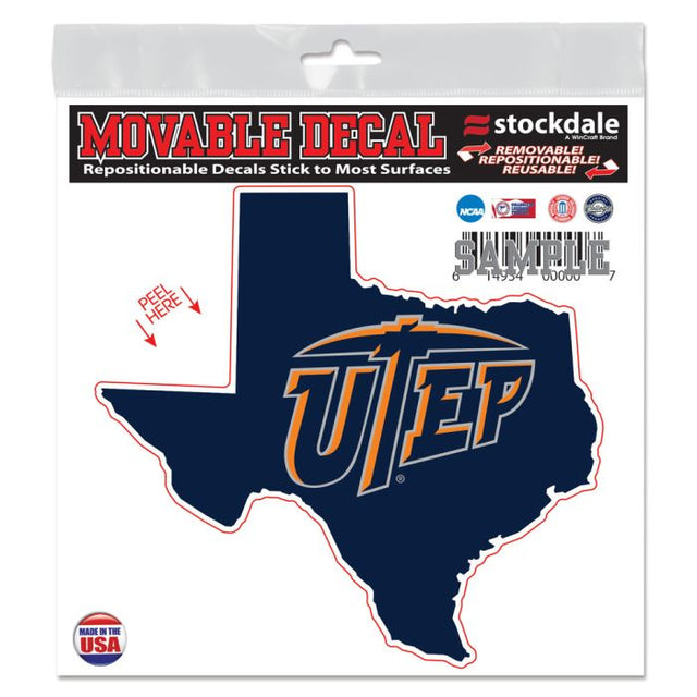 UTEP Miners STATE SHAPE All Surface Decal 6" x 6"