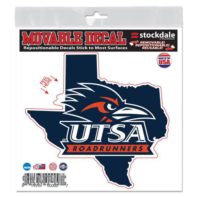 Texas San Antonio Roadrunners STATE SHAPE All Surface Decal 6" x 6"