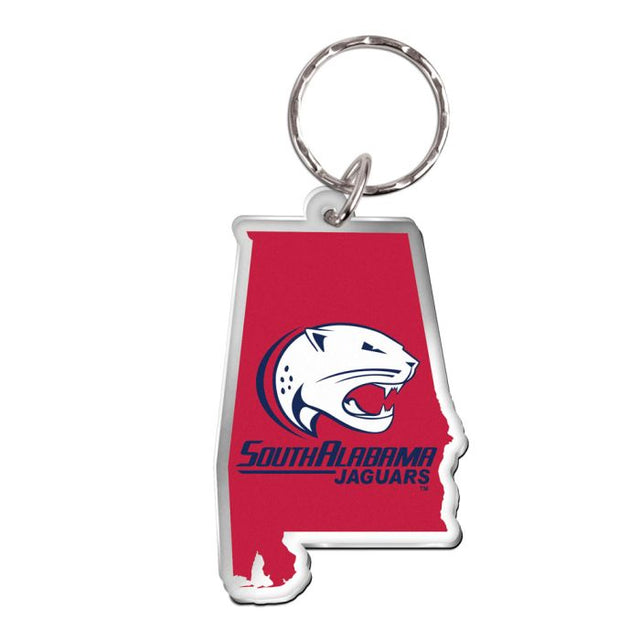 Llavero con forma de estado de los South Alabama Jaguars de forma libre