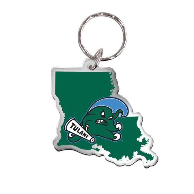 Tulane Green Wave STATE SHAPE Keychain Freeform