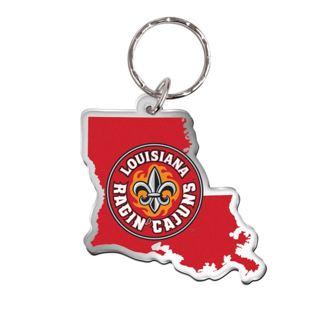 Louisiana - Lafayette Ragin Cajuns STATE SHAPE Keychain Freeform