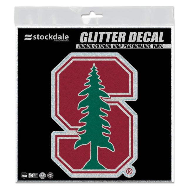 Stanford Cardinal Decal Glitter 6" x 6"