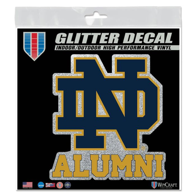 Calcomanía con purpurina de Notre Dame Fighting Irish N/D ALUMNI de 6" x 6"