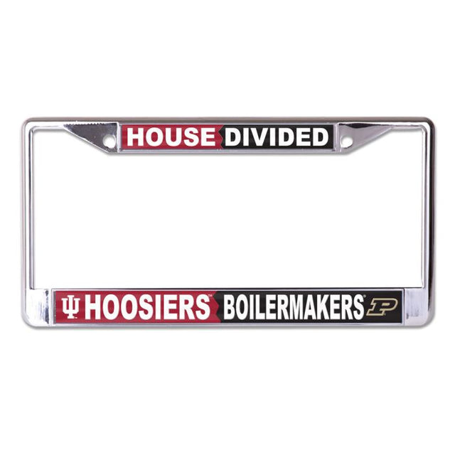 Indiana Hoosiers / Purdue Boilermakers HOUSE DIVIDED Lic Plt Frame S/L Printed Rivalry