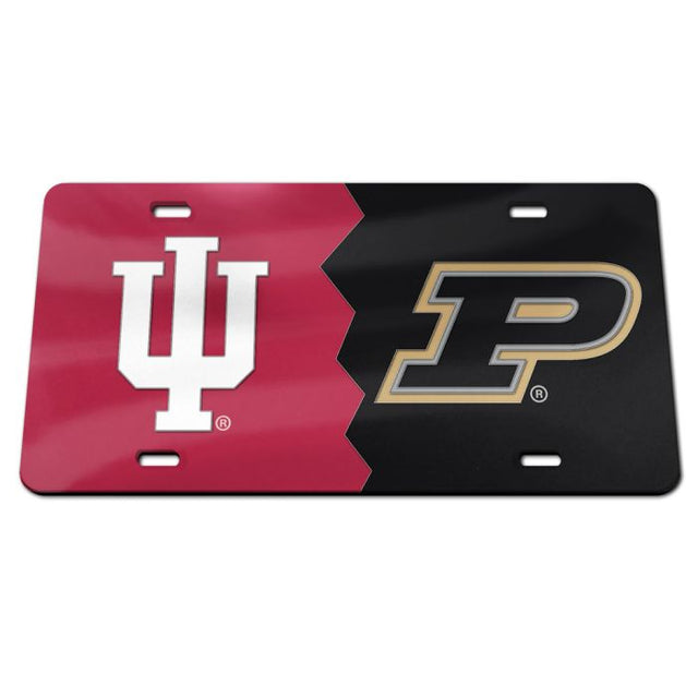 Indiana Hoosiers / Purdue Boilermakers HOUSE DIVIDED Specialty Acrylic License Plate Rivalry