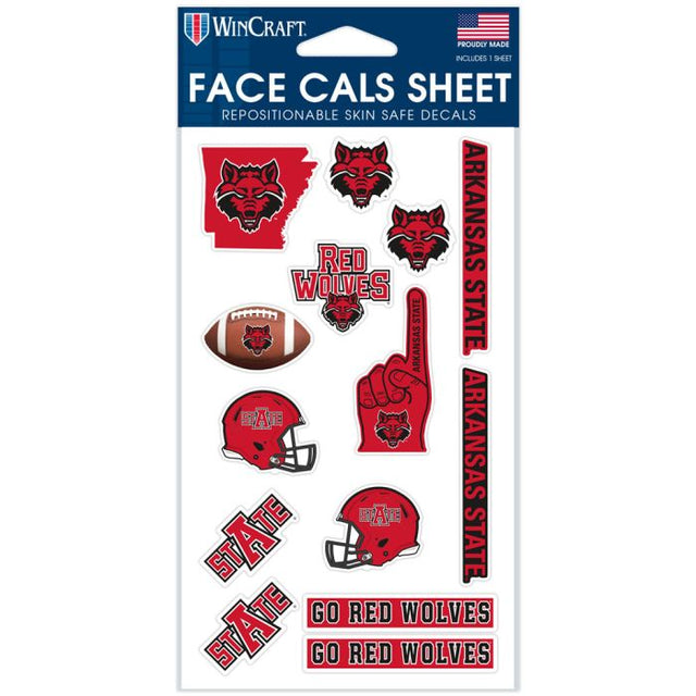 Arkansas State Red Wolves Face Cals 4" x 7"