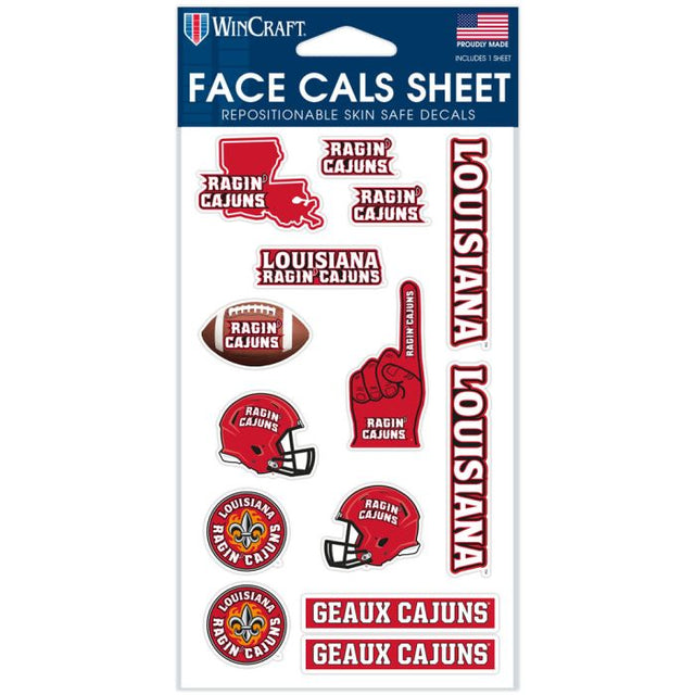 Louisiana - Lafayette Ragin Cajuns Face Cals 4" x 7"