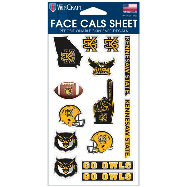 Calcomanías faciales de los Kennesaw State Owls de 4" x 7"