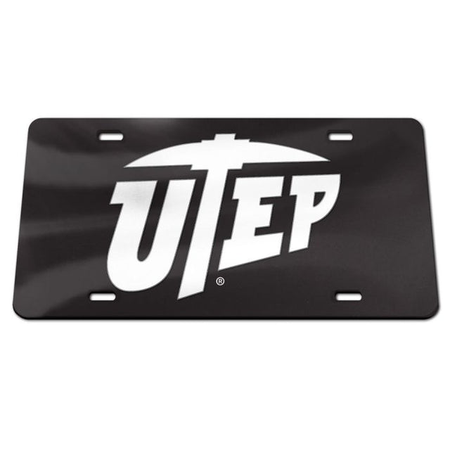 Matrícula acrílica especial de UTEP Miners BLACK