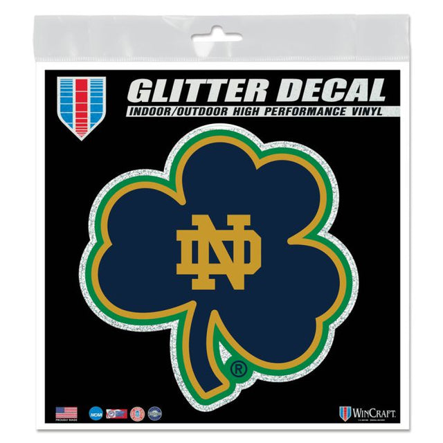 Calcomanía con purpurina de Notre Dame Fighting Irish SHAMROCK / ND de 6" x 6"