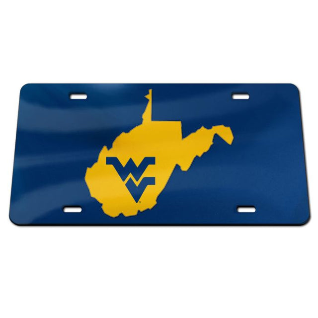 Matrícula acrílica especial con forma de estado de los Mountaineers de West Virginia