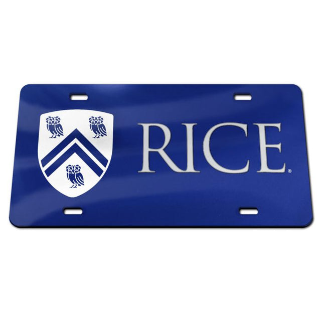 Rice Owls HYBRID INST Specialty Acrylic License Plate