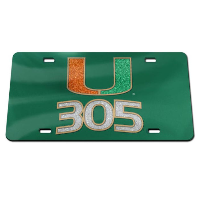 Placas de matrícula clásicas de acrílico de la Universidad de Miami Hurricanes 305