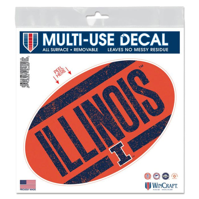 Calcomanía ovalada clásica para todas las superficies de Illinois Fighting Illini de 6" x 6"