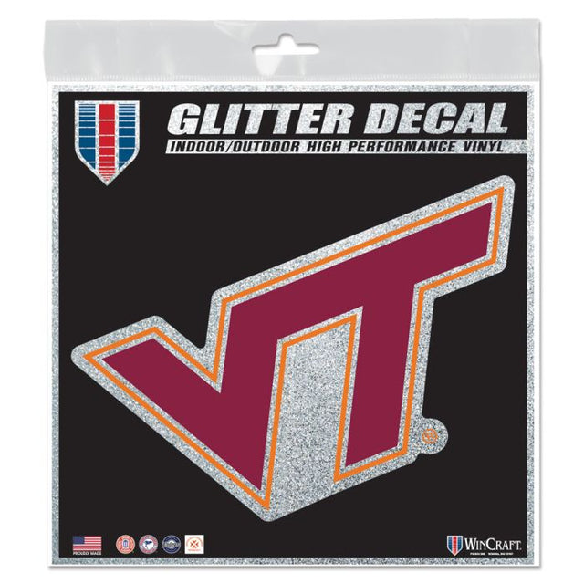 Calcomanía con el logotipo de Virginia Tech Hokies VT con brillantina de 6" x 6"