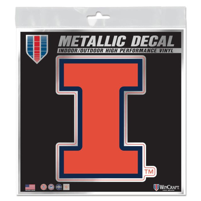 Illinois Fighting Illini Decal Metallic 6" x 6"