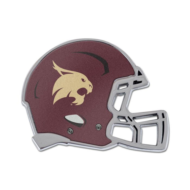 Emblema de metal cromado abovedado de los Texas State Bobcats