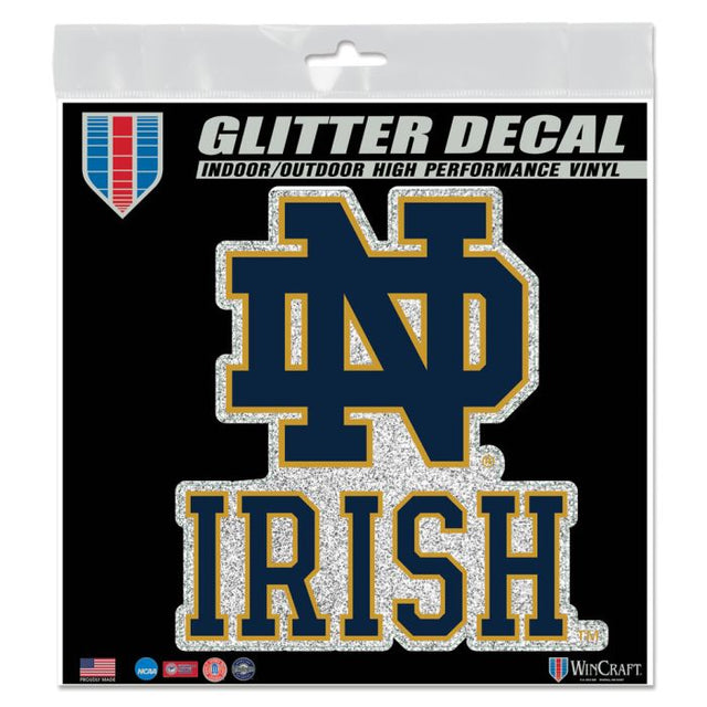 Calcomanía irlandesa con brillantina de Notre Dame Fighting Irish de 6" x 6"