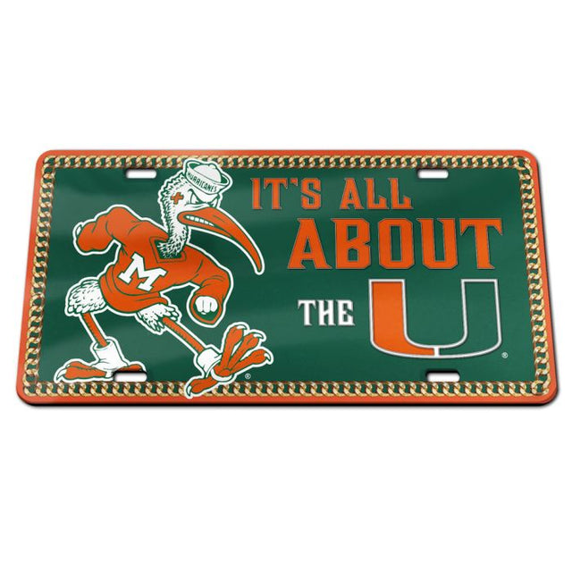 Placa de matrícula de acrílico especial CHAIN de los Miami Hurricanes