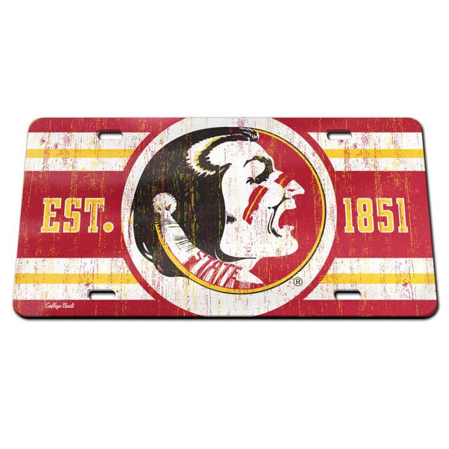 Florida State Seminoles /College Vault VAULT; ESTABLISHED Specialty Acrylic License Plate