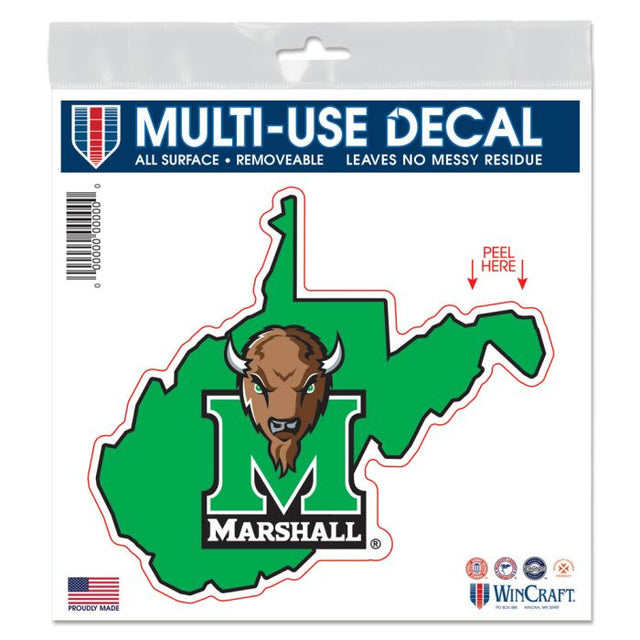 Calcomanía para todas las superficies con la inscripción STATE SHAPE de Marshall Thundering Herd de 6" x 6"