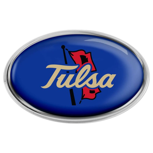 Emblema abovedado de metal cromado de los Tulsa Golden Hurricanes