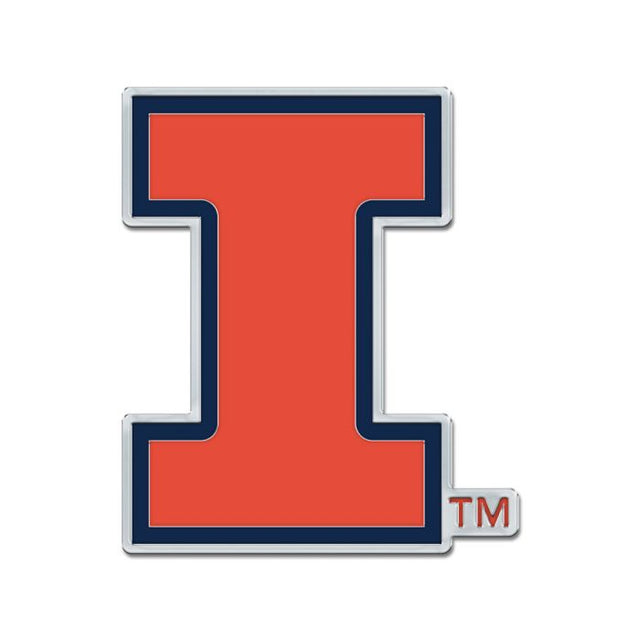 Illinois Fighting Illini Colored Chrome Free Form Auto Emblem