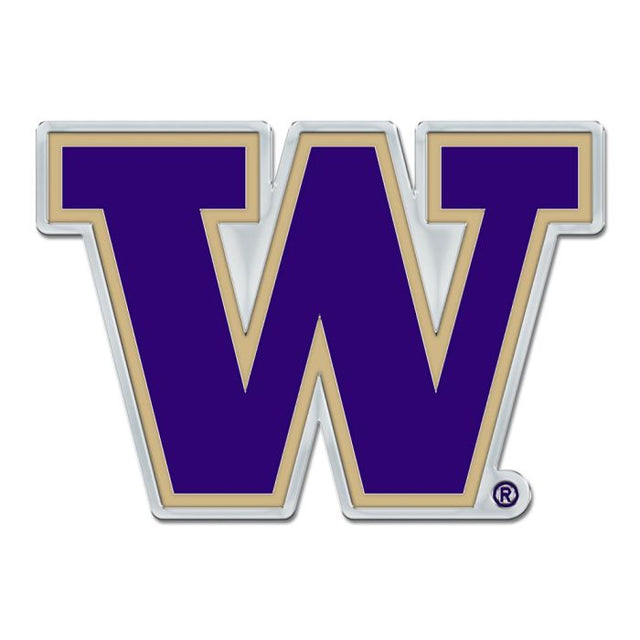 Emblema para automóvil de forma libre en cromo y color de Washington Huskies