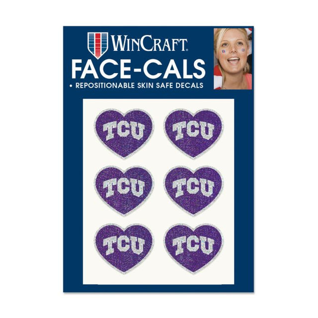 TCU Horned Frogs HEART SHAPED Glitter Tattoo 6 Pack