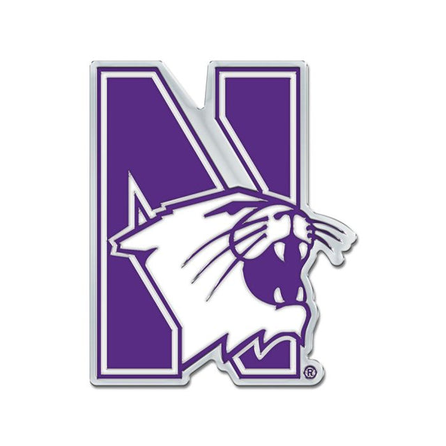 Northwestern Wildcats Colored Chrome Free Form Auto Emblem