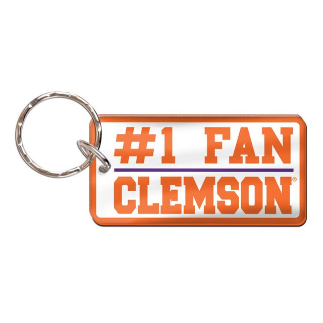 Llavero rectangular con el número 1 de los Clemson Tigers