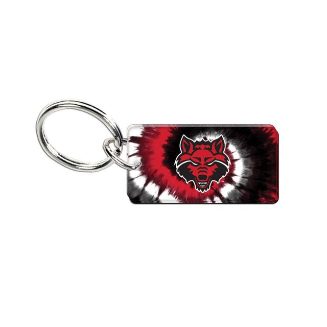 Llavero rectangular con efecto tie dye de los Arkansas State Red Wolves