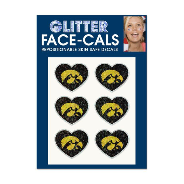 Iowa Hawkeyes HEART SHAPED Glitter Tattoo 6 Pack