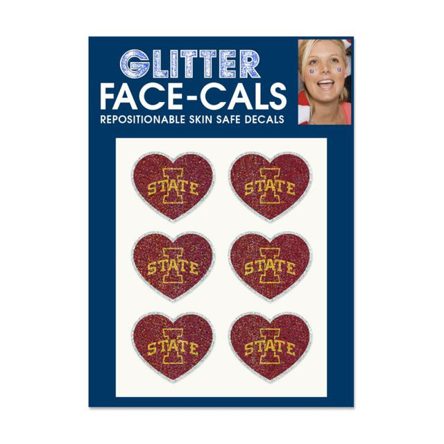 Iowa State Cyclones HEART SHAPED Glitter Tattoo 6 Pack