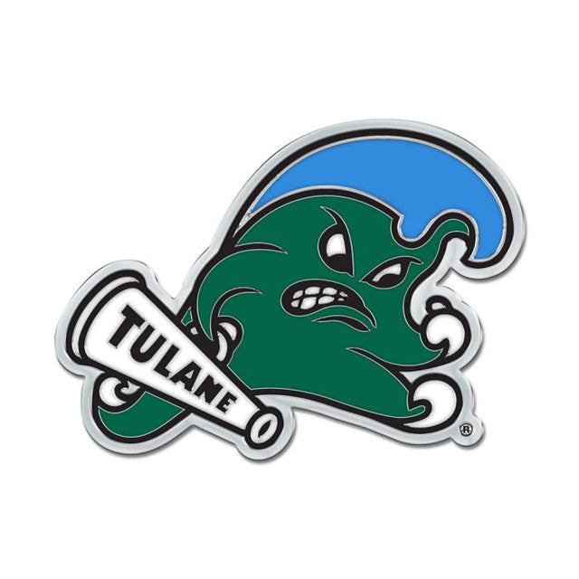 Tulane Green Wave Colored Chrome Free Form Auto Emblem