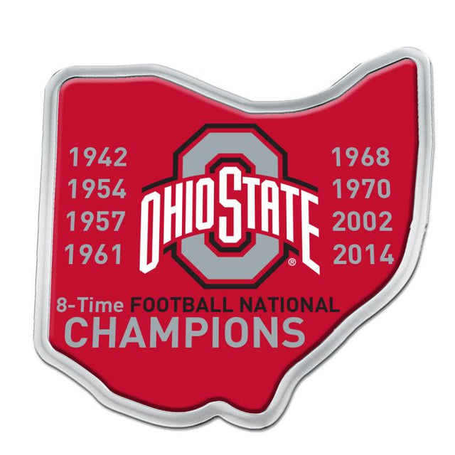 Emblema de metal cromado abovedado de los Ohio State Buckeyes